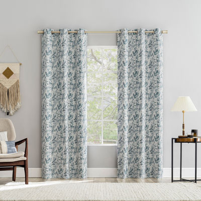 Sun Zero Percy Milford Print Energy Saving 100% Blackout Grommet Top Single Curtain Panel