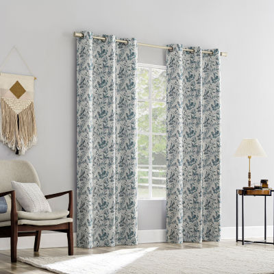 Sun Zero Percy Milford Print Grommet Top Energy Saving 100% Blackout Single Curtain Panel