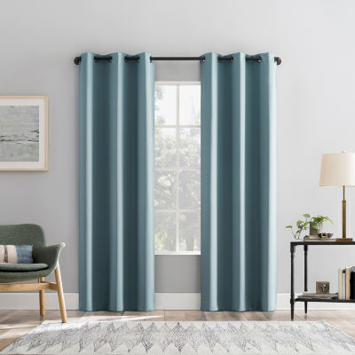 Sun Zero Percy Solid Energy Saving 100% Blackout Grommet Top Single Curtain Panel