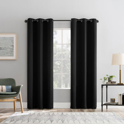 Sun Zero Percy Solid Energy Saving 100% Blackout Grommet Top Single Curtain Panel