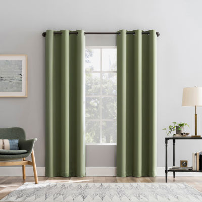 Sun Zero Percy Solid Energy Saving 100% Blackout Grommet Top Single Curtain Panel
