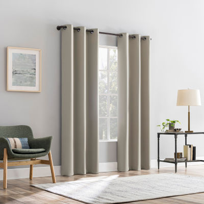 Sun Zero Percy Solid Energy Saving 100% Blackout Grommet Top Single Curtain Panel