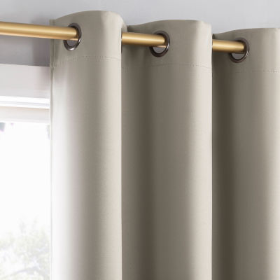 Sun Zero Percy Solid Energy Saving 100% Blackout Grommet Top Single Curtain Panel