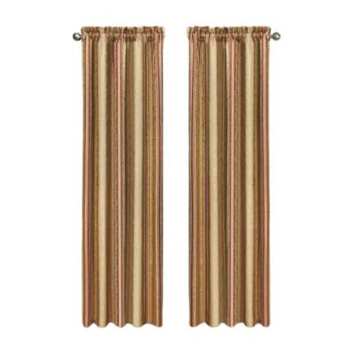 Waverly Stripe Ensemble Light-Filtering Rod Pocket Single Curtain Panel