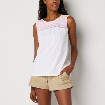 St. John's Bay Womens Round Neck Sleeveless Blouse