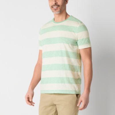 St. John's Bay Stripe Dexterity Mens Crew Neck Short Sleeve Easy-on + Easy-off Adaptive T-Shirt