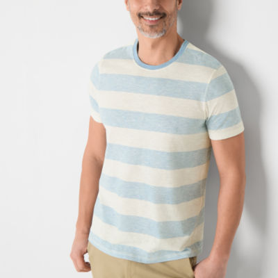 St. John's Bay Stripe Dexterity Mens Crew Neck Short Sleeve Easy-on + Easy-off Adaptive T-Shirt