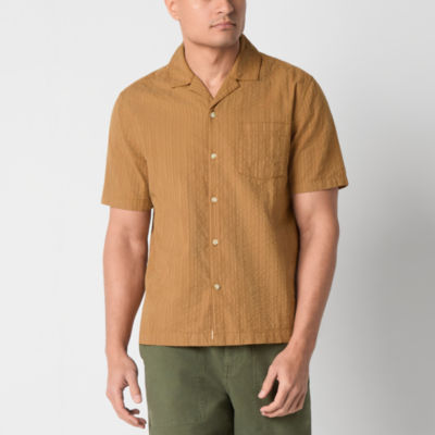 mutual weave Mens Short Sleeve Seersucker Camp Shirt