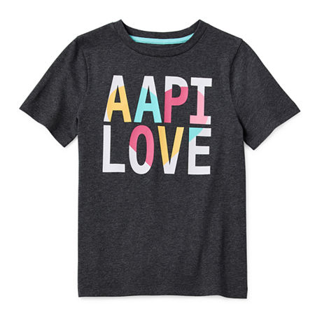 Hope & Wonder Asian American Pacific Islander Kids 'AAPI Love' Graphic T-Shirt, Small (8), Gray