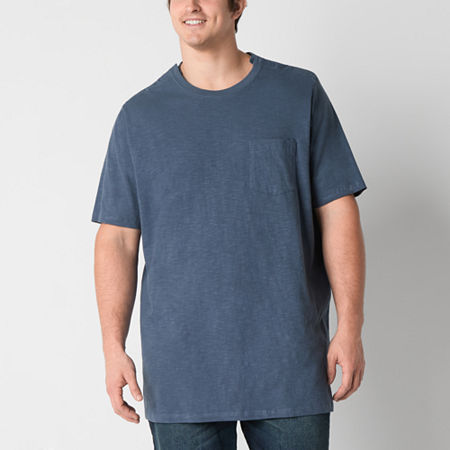 mutual weave Big and Tall Mens Crew Neck Short Sleeve Easy-on + Easy-off Pocket T-Shirt, X-large Tall, Blue