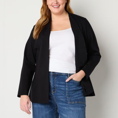 Liz Claiborne Womens Long Sleeve Open Front Cardigan Plus