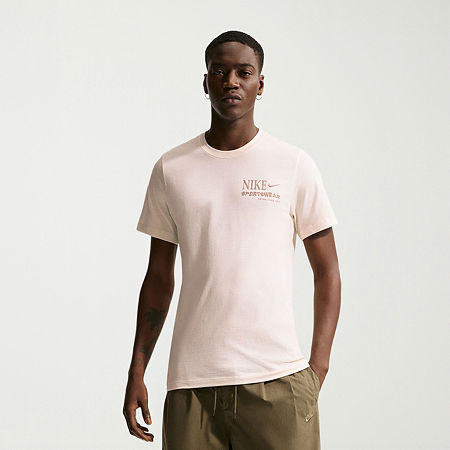Nike Mens Crew Neck Short Sleeve Classic Fit Graphic T-Shirt, Medium, Pink