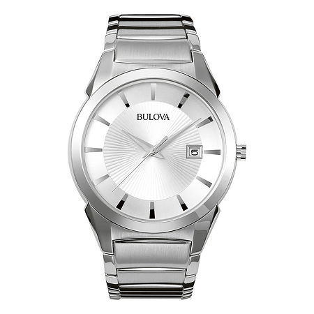 Bulova Mens Silver Tone Stainless Steel Bracelet Watch 96b015, One Size -  05144550000