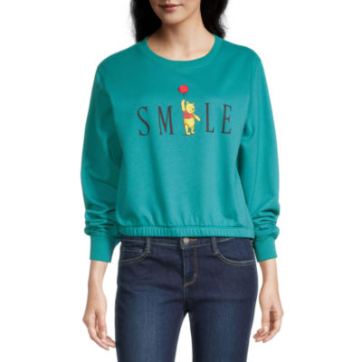 Winnie the Pooh Smile Juniors Womens Cinch Waist Graphic Sweatshirt
