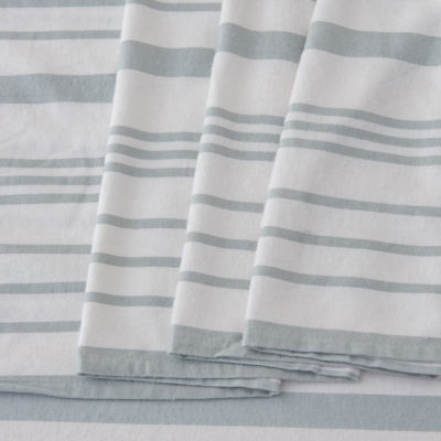 Linery Cotton Stripe Flannel Wrinkle Resistant Sheet Set