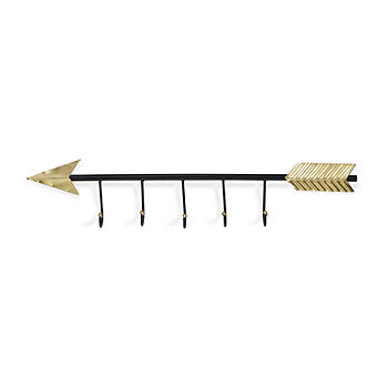 Decorative Decor Arrow With 5 Coat Hanger Hooks Metal Wall Art