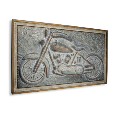 Cheungs Wood Framed  Motorcycle  Decor Metal Wall Art