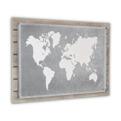 Wood Plank With Epoxy Printed Map Wall Art