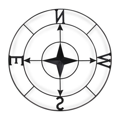 Cheungs Black Round Compass Metal Wall Art