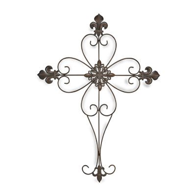 Cross With Rustic Leaf Accent Metal Wall Art FP2727 JCPenney