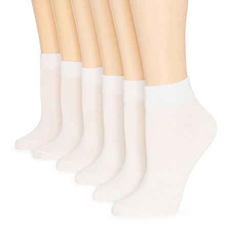 Mixit 6 Pair Low Cut Socks Womens, 4-10, White