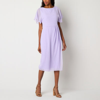 Liz Claiborne Short Sleeve Midi A-Line Dress