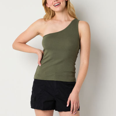 a.n.a Womens Asymmetrical Neck Sleeveless Tank Top