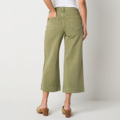 a.n.a Womens High Rise Cropped Wide Leg Jean