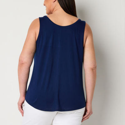 St. John's Bay Womens Plus Crew Neck Sleeveless Tank Top