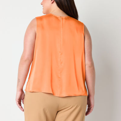 WDIRARA Women's Plus Size Sleeveless Tank Top With Shoulder Pads - Casual Round Neck Summer Tops - View #11