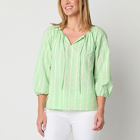 St. John's Bay Tall Womens Round Neck Long Sleeve Blouse
