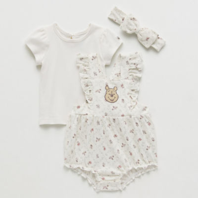 Disney Baby Girls 3-pc. Winnie The Pooh Shortall Set