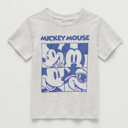 Disney Mickey Mouse Babies' Disney Toddler Boys Crew Neck Short Sleeve Regular Fit Mickey Mouse Graphic T-shirt In White