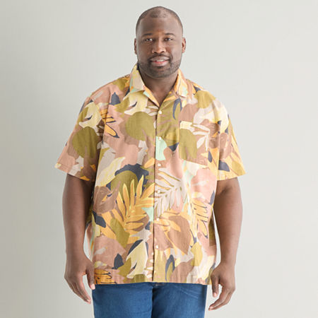 mutual weave Mens Short Sleeve Big and Tall Camp Shirt, 3x-large, Gray