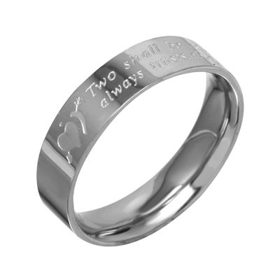 Mens Stainless Steel Inscribed Wedding Band