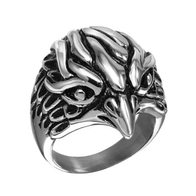 Mens Two-Tone Stainless Steel Eagle Ring