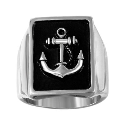 Mens Two-Tone Stainless Steel Anchor Ring, Color: Two Tone - JCPenney