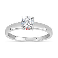 Sterling Silver and 18K Rose Gold Over Silver 1 CT. T.W. Solitaire Ring - Featuring Swarovski Zirconia, 7 , No Color Family