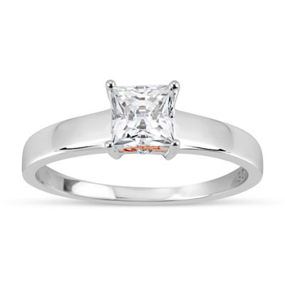 Womens 1 1/7 CT. T.W. White Zirconia Sterling Silver Square Solitaire Cocktail Ring