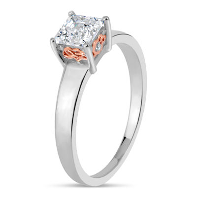 Womens 1 1/7 CT. T.W. White Zirconia Sterling Silver Square Solitaire Cocktail Ring