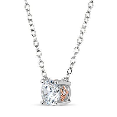 Womens 1 CT. T.W. White Zirconia Sterling Silver Round 18 Inch Pendant Necklace