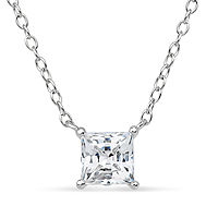 Womens 2 CT. T.W. White Zirconia Sterling Silver Square Pendant Necklace, One Size