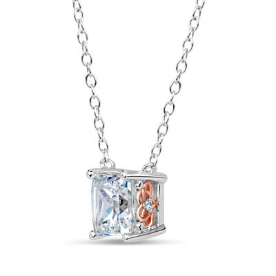 Womens 2 CT. T.W. White Zirconia Sterling Silver Square 18 Inch Pendant Necklace