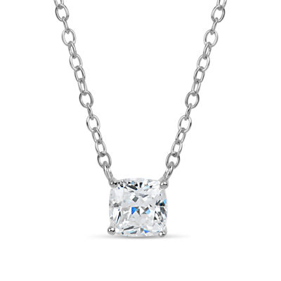 Womens CT. T.W. White Zirconia Sterling Silver Square Pendant Necklace