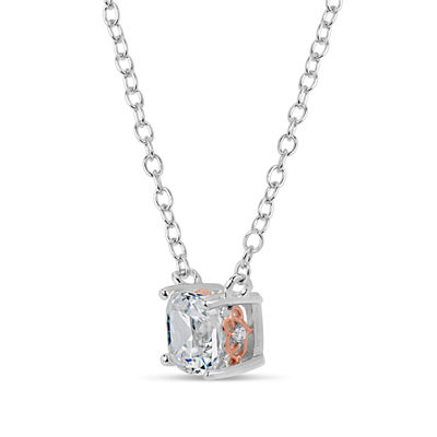 Womens CT. T.W. White Zirconia Sterling Silver Square Pendant Necklace