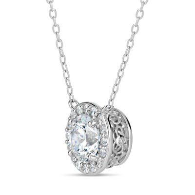 Womens CT. T.W. White Zirconia Sterling Silver Round Pendant Necklace