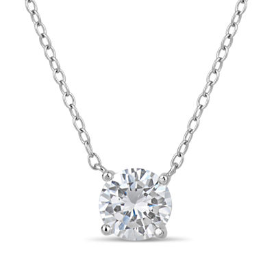 Womens /3 CT. T.W. White Zirconia Sterling Silver Round 18 Inch Pendant Necklace