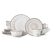 Elama Rustic Birch 16-Piece Casual White Stoneware Dinnerware Set (Service  for 4) 985113618M - The Home Depot