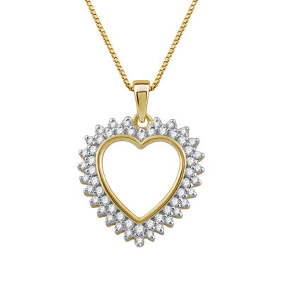 Womens / CT. T.W. Natural White Diamond 10K Gold Heart Pendant Necklaces