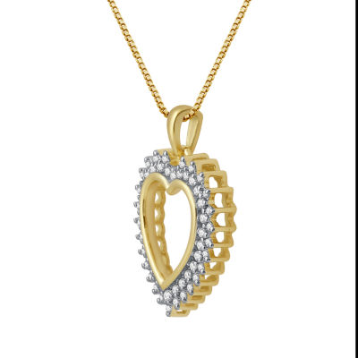 Womens / CT. T.W. Natural White Diamond 10K Gold Heart Pendant Necklaces